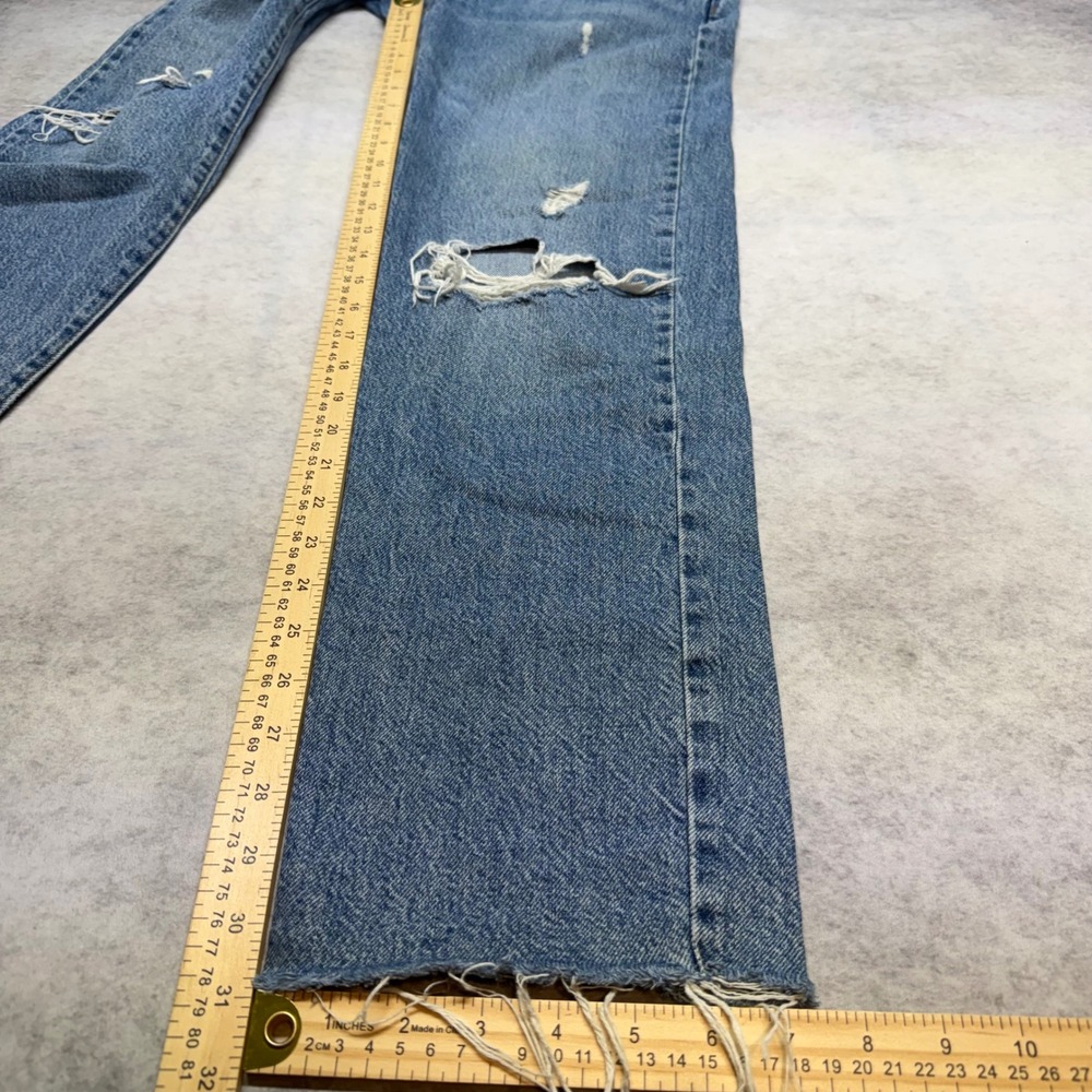 Cotton On Original Straight Jean High Waisted Distressed Blue Denim Size 0 - Picture 6 of 10
